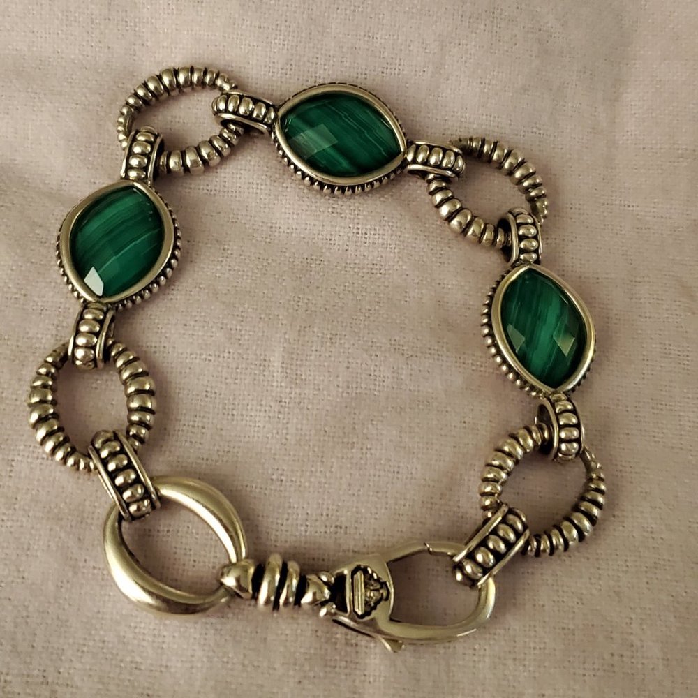 LAGOS Caviar S/S bracelet w/ Malachite stones